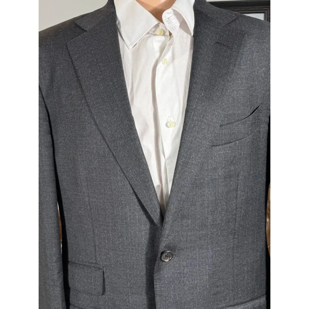 Tom Ford Charcoal Checked Gray Flannel 2Pc Suit Wool 50R 40R 35x29 Trousers EUC